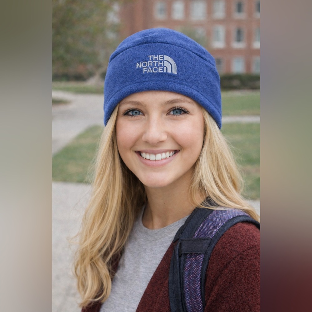 North Face Blue Poly Fleece Skull Cap/Beanie